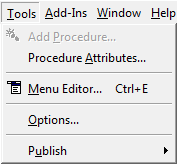 Menu - Tools